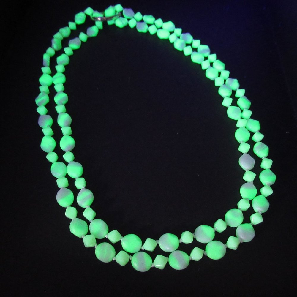 Uranium glass bead necklace
